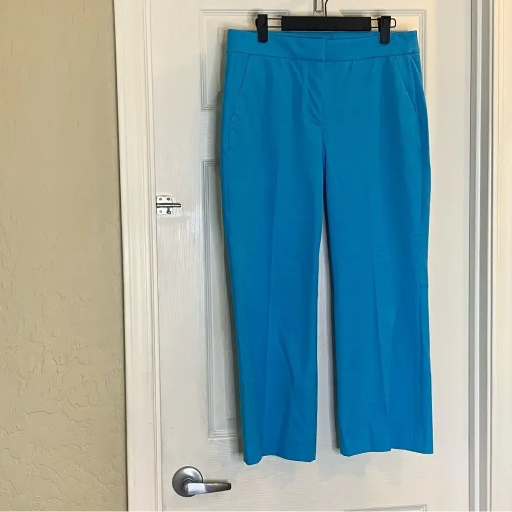 J Crew Hayden Kickout Crop Pant in Bi-Stretch Cotton Turquoise Size 8